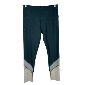 Apana Teal Cropped High Waist Active Leggings Mesh Panel Size‎ S